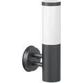 ledscom.de Wandleuchte PORU für außen, IP44, Edelstahl, anthrazit matt, rund, 1x E27 max. 40W
