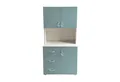 HTI-Living Kinderkleiderschrank Kinderzimmerschrank Hellblau Weiß (Stück, 1-St., 1 Schrank) Kleiderschrank Bücherregal 6 Regalfächer 3 Schubladen