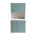 Kinderzimmerschrank Hellblau Weiß Kleiderschrank Bücherregal 6 Regalfächer 3