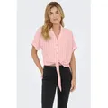 ONLY Kurzarmbluse ONLPAULA LIFE S/S TIE SHIRT WVN NOOS Viskose, regular fit rosa S (36)