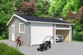 Garage Satteldach 44 mm Falkland mit Schwingtor grau 595x595 cm Lasita