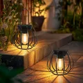 Dehobo Solarlampen für Außen Hängend/Stehend 2 Stück - Solar Lampions Außen Wetterfest - Solar Laternen mit LED Glühbirne Warmweiss für Gartendeko, Balkon, Terassendeko, Camping Lampe