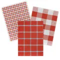 KRACHT 3er Pack Geschirrtücher Serie Landhaus Karo Halbleinen rot 50x70cm NEU