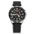 Victorinox Herren Armbanduhr Fieldforce Chrono Ø 42 mm, Swiss Made, Analog Quarz, Wasserdicht bis 100 m, Saphirglas, Leder-Armband, Weiß/Schwarz
