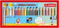 STABILO Buntstift, Wasserfarbe & Wachsmalkreide woody 3 in 1-18er Pack mit Spitz