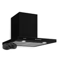 Klarstein Limelight Dunstabzugshaube - Edelstahl Wandhaube, Abzugshaube mit 3 Leistungsstufen, 600 m³/h, Digitalanzeige, LED-Beleuchtung, 64 dB, 60 cm Breite, schwarz