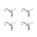 4 Stück OLYMPIA FGS 100 Abschließbarer Fenstergriff mit je 2 Schlüsseln | Fenstersicherung mit Schloss | Vierkant 7x7mm | Stiftlänge 35mm | Beschichtetes Metall | Weiß