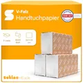 8.000 Papierhandtücher 2-lagig - V-Falz - 24x23cm (gefaltet: 24 x 11,5 cm) - saugstark & fusselfrei - Handtuchpapier aus Recyclingpapier - Papiertücher für PT3, PT4 - Satino