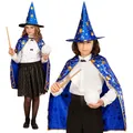Magier Umhang mit Hut Hexer Kinderkostüm Zauberer Cape Merlin Mantel Überwurf