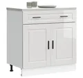 vidaXL Unterschrank 80 x 46 x 815 cm Küchenunterschrank Porto Hochglanz-Weiß 80cm mit Stau
