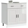 Küchenunterschrank Porto Hochglanz-Weiß 80cm Mit Stauraum Und Verstellbaren