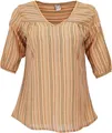 Guru-Shop Longbluse Leichte Baumwollbluse, gestreifte Boho.. alternative Bekleidung, cider