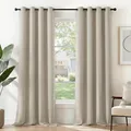 Deconovo Verdunkelungsvorhang Ösen Gardine Wohnzimmer 2er Set H 229 x B 117 cm Hellbeige, Curtains for Living Room