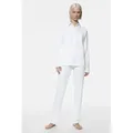 Mey Schlafanzug Mey Damen Anzug lang Serie Malea Uni Pyjama (2 tlg) weiß XXL (46)