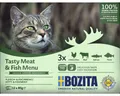 Katzenfutter nass BOZITA Tasty Meat & Fish Menu Fisch & Fleisch Häppchen in Gele