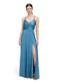 Vera Mont Damen Abendkleid mit V-Ausschnitt 38, Shiny Bluestone