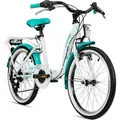 Bergsteiger Atlantis 20 Zoll Kinderfahrrad, geeignet für 6, 7, 8, 9 Jahre, StVZO, Shimano 6 Gang-Schaltung, Mädchen-Fahrrad mit Dynamo-Licht - Türkis