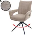 Esszimmerstuhl HWC-O78, Küchenstuhl Stuhl, drehbar Auto-Return, Stoff/Textil Chenille (310g/m²) hellbraun