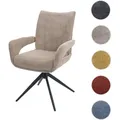 Esszimmerstuhl HWC-O78, Küchenstuhl Stuhl, drehbar Auto-Return, Stoff/Textil Chenille (310g/m2) Öko-Tex ~ hellbraun