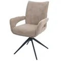 Mendler Esszimmerstuhl HWC-O78, Küchenstuhl Stuhl, drehbar Auto-Return, Stoff/Textil Chenille (310g/m²) Öko-Tex - Hellbraun
