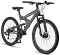 Licorne Bike Strong 2D Premium Mountainbike in 26, 27.5 und 29 Zoll Fahrrad für Jungen Mädchen Damen und Herren Scheibenbremse vorne und hinten 21 Gang Schaltung Vollfederung (27.5 Zoll, Anthrazit)