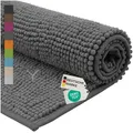 NYVI Badematte Badematte NYVISpa Chenille Badezimmerteppich, Höhe 20 mm, Polyester, Rutschfest, Saugfähig, Schnell Trocknend, Fußbodenheizung geeignet grau 50 cm x 80 cm x 20 mm
