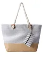 DonDon Strandtasche mit Reißverschluss, Große Strandtasche XXL, Shopper Tasche Damen - Praktische Beach bag Umhängetasche Damen Badetasche für Strand und Meer - Streifen dunkelblau