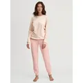 CALIDA Schlafanzug Soft Dreams (2 tlg) Ringel-Design, warm, weich, Frottee-Qualität, Cotton-Mix rosa L (48/50)