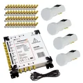 PremiumX Multischalter Set 17-8 Multiswitch SAT Verteiler Switch 4x Quattro LNB