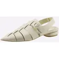Sandale HEINE, Damen, Gr. 36, beige (sand), Leder, Glattleder, modisch, Schuhe