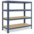 shelfplaza Home 90x60x50 cm Schwerlastregal in blau mit 4 Böden und 175 kg Traglast pro Boden