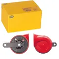 HELLA Fanfare - STYLE HORN TE24 - 12V - 110dB(A) - Frequenzbereich: 400Hz - Hochton - elektrisch - Gehäusefarbe: rot/schwarz - Flachsteckanschluss - Menge: 1 - 3FG 007 424-001