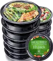 [10er Pack] 1-Fach Meal Prep Boxen mit Deckel - Wiederverwendbar Mikrowellengeeignet Spülmaschinenfest - Essensbox Lunchbox Luftdichter Deckelverschluss - Runden