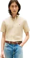 Tommy Hilfiger Herren Hemd Linen Blend Solid Kurzarm, Beige (Sandalwood), XL