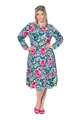 MIAMODA Damen große Größen Übergrößen Plus Size Midikleid, Blumenmuster, doppelter Saumvolant amazonen Stein 46 841142458-46