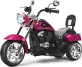COSTWAY 6V Elektro Motorrad Kinder mit verstellbaren Scheinwerfer, Dreirad Elektromotorrad mit Sound, Hupe, Rückspiegel, Pedale, Geschwindigkeit 2,5-3 km/h (Rosa)