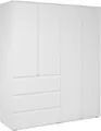 Kleiderschrank - Bild 60C - weißes Nachbildung - 4 Türen, 2 Schubladen - 160 x 55 x 191 cm