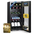 Sommertal Kühlschrank GK 60– Leiser Getränkekühlschrank mit LED, Touchscreen & Schloss kleiner Flaschenkühlschrank schwarz 60L - Schwarz