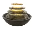Dehner Zimmerbrunnen Hoku, Polyresin, ca. 24.5 cm, Höhe 16.5 cm, dunkelgrau, Brunnen mit LED Beleuchtung
