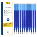 [12 Stück] - LVZONGXIN Radierbare Ersatzmine, Kompatibel mit Pilot FriXion Ball & Clicker & Eberhard Faber animal erase it, Spitze 0,7 mm,Nachfüllminen mit radierbarer Tinte (BLAU, 12)