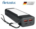 Fontastic Power Bank mit LED Licht Atria20 20000mAh schwarz 3 Helligkeitsstufen, SOS-Signallicht, USB-A, Typ-C