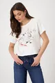 T-Shirt "Shirt Frau + Boot Flamme", Mit Rundhalsausschnitt, Gr. 36, ecru