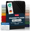 Blumtal® Spannbettlaken 180x200x30cm aus Microfaser - Oekotex zertifiziertes Bettlaken Spannbettlaken in Schwarz