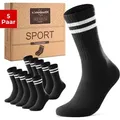 sockenkauf24 Tennissocken Sportsocken Damen & Herren Atmungsaktive Premium Crew Socken (5 Paar) verstärkte Ferse & Fußspitze, gepolsterte Sohle, Baumwolle schwarz 47-50