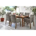 Ploß Borneo/Kota Garten-Essgruppe, natur/grau-meliert, Akazie/Alu/Polyrattan, 180x90cm, 6 Landhaussessel, FSC®-zertifiziertes Produkt