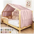 lilimaus Betthimmel Single Hausbett Himmel aus 100% Musselin-Baumwolle - 12 Farben (1-tlg), Musselin Betthimmel für einseitiges Hausbett, handgenäht rosa 135 cm x 360 cm