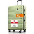 Travely Polycarbonat Koffer Groß 77cm XL - 100L Innenvolumen - 158cm Gurtmaß, sehr robuster Hartschalen Koffer mit sanften Rollen & TSA Schloss, ... - Grün