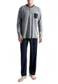 Ceceba Herren Pyjama, Langarm, Baumwolle, Single Jersey, Navy, gestreift 64