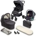 Kombi-Kinderwagen BABYGO "Style - 3in1, schwarz", Baby, schwarz, Kinderwagen, inkl. Babyschale mit Adaptern u. Wickeltasche
