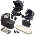 BabyGo Kombi-Kinderwagen Style - 3in1, schwarz, (Set), inkl. Babyschale mit Adaptern u. Wickeltasche schwarz